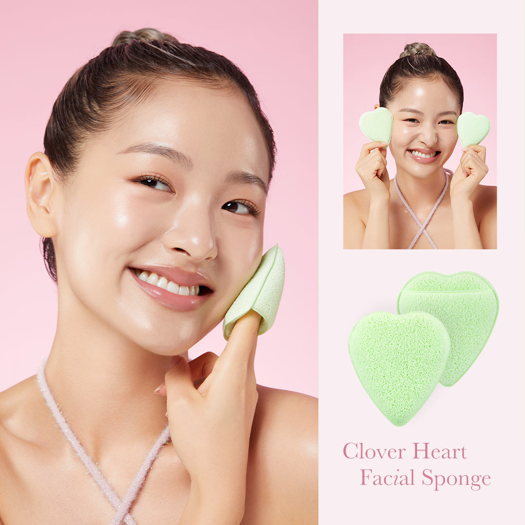 Clover Heart Facial Sponge X6