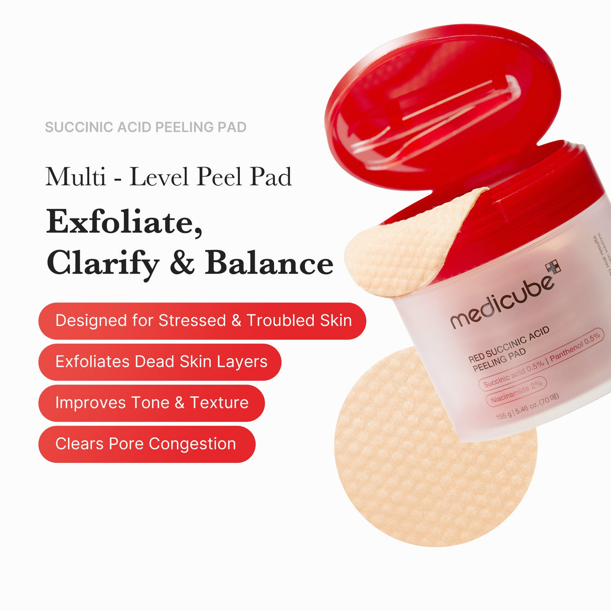 Red Succinic Acid Panthenol Pads K8