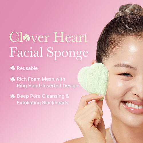 Clover Heart Facial Sponge X6